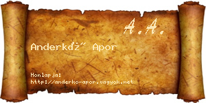 Anderkó Apor névjegykártya